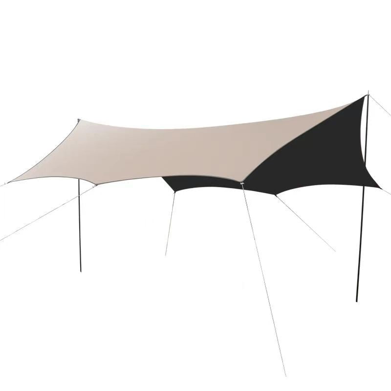 Black Vinyl Canopy Tent Outdoor Portable Large Camping Gear Picnic Sunshade Octagonal Butterfly Shape Sun Shelter
