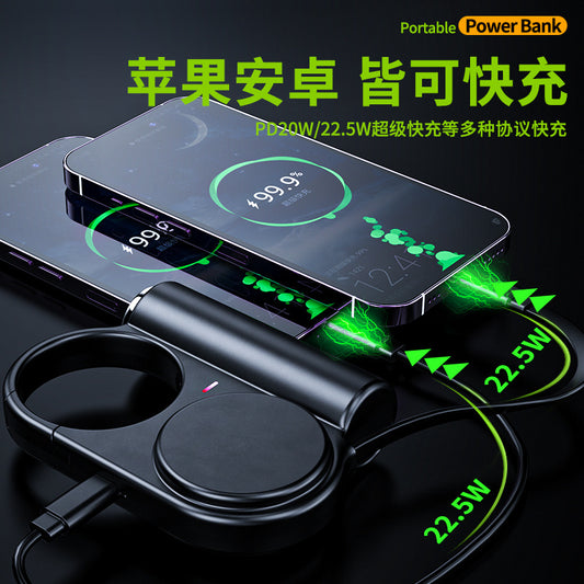 Creative retractable built-in cable outdoor power bank fast charging compact portable5000mAh Power Bank Gift Wholesale