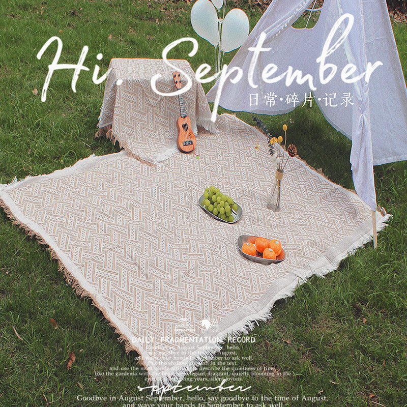 ins Camping Picnic Mat Xiaohongshu Thickened Picnic Cloth Mat Outdoor Tablecloth Studio Photography Props