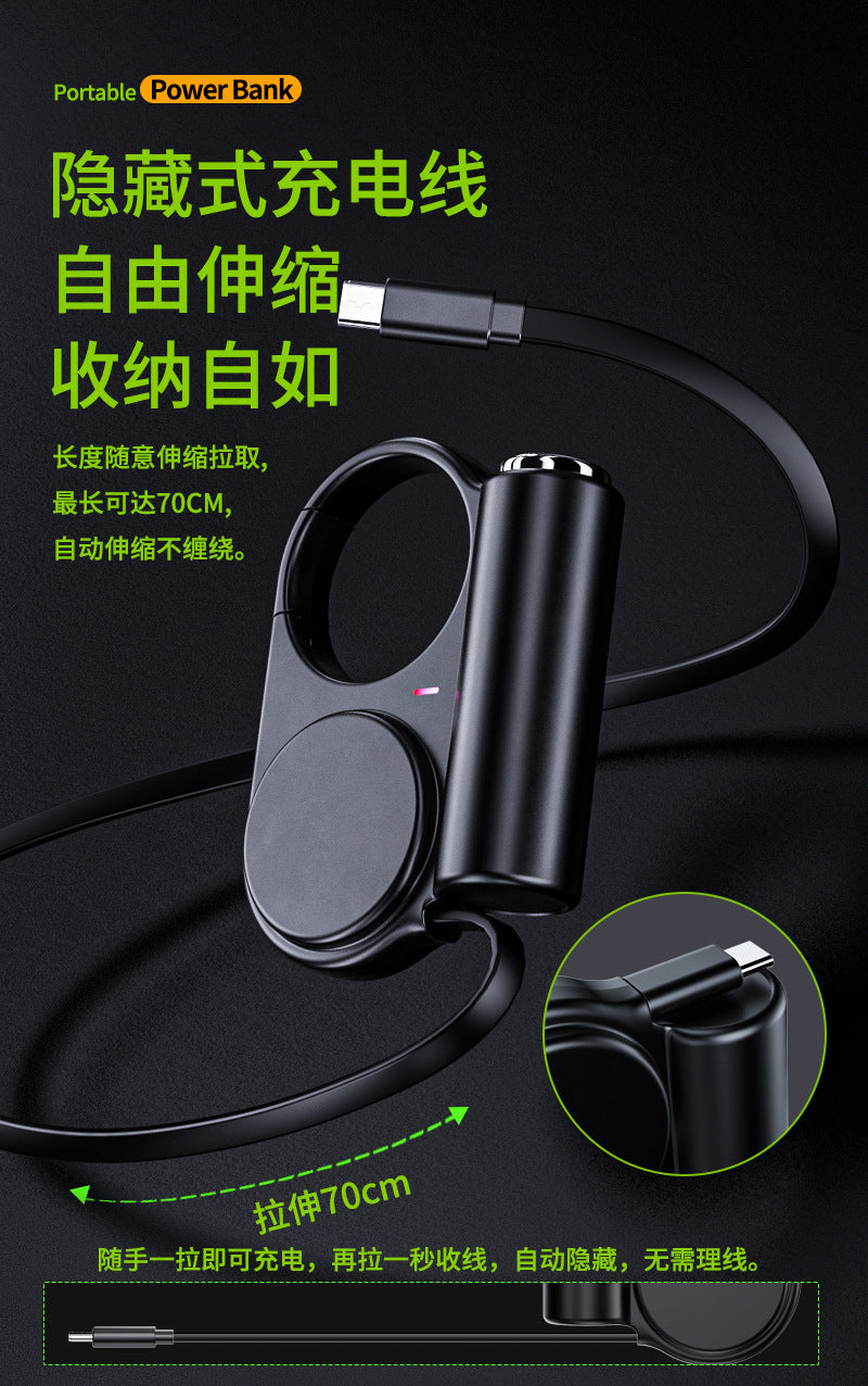 Creative retractable built-in cable outdoor power bank fast charging compact portable5000mAh Power Bank Gift Wholesale