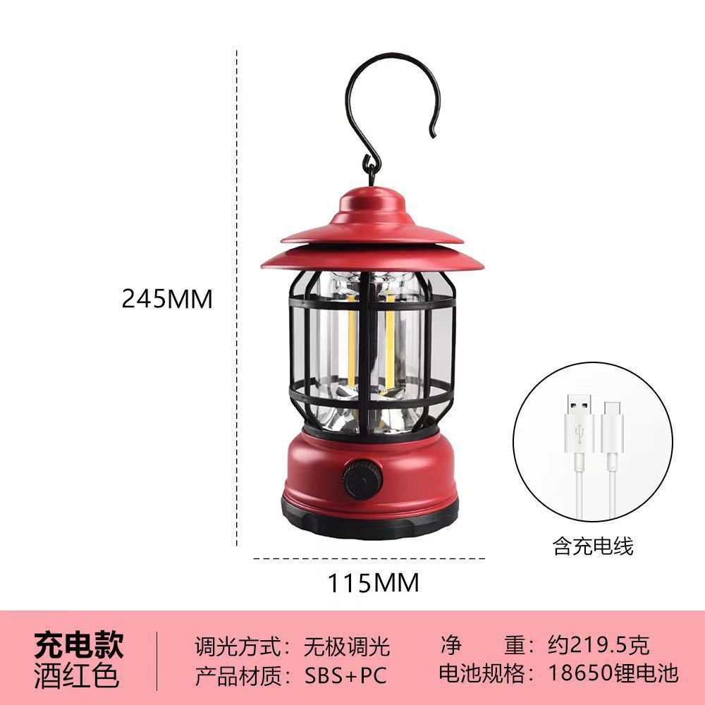 TikTok Hot Retro Camping Lantern Outdoor Camping Light Home Emergency Tent Light Multifunctional Portable Retro Lantern