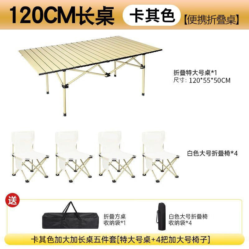 Outdoor Folding Table and Chairs Portable Egg Roll Table Picnic Cooking Equipment Set Foldable Camping Table and Chairs