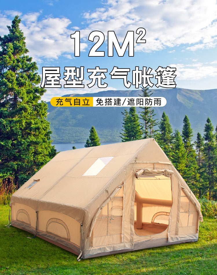 12Square Meters420D Household Anti-Freeze Dual-Use Four Seasons Moisture-Proof Inflatable Tent Outdoor Camping Portable No-Setup Rainproof
