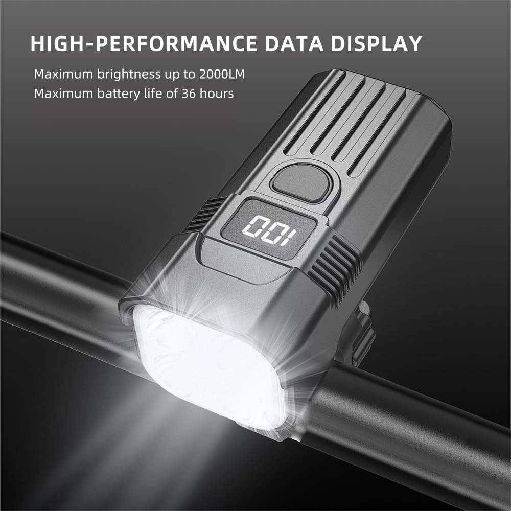 New Night Riding Escort Power Display Strong Light Cycling Essential Flashlight High Brightness Long-range Rainproof Bicycle Front Light