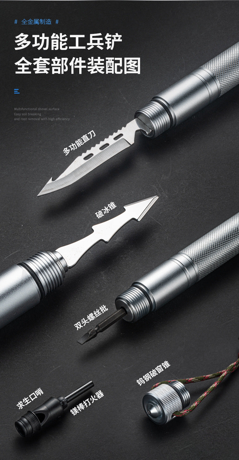 Outdoor Engineer Shovel Folding Multi-Functional Vehicle-Mounted Engineer Shovel Manganese Steel Chinese Pickaxe Fishing Convenient Camping Gear