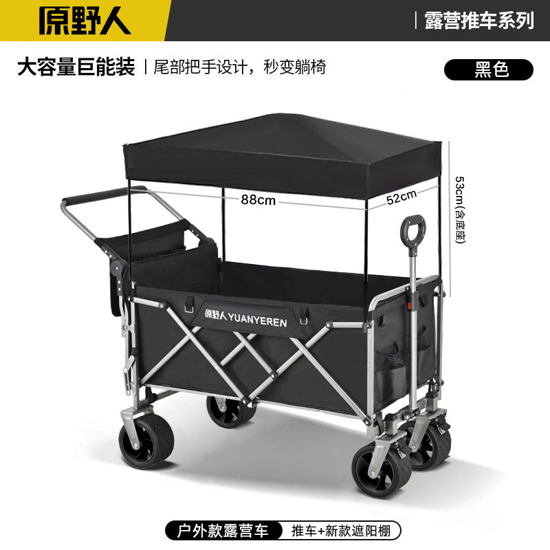 Original Wildman Camping Cart Push-Pull Integrated Outdoor Camping Handcart Picnic Stall Foldable Small Cart Extended