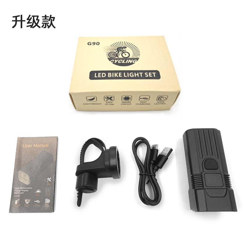New Night Riding Escort Power Display Strong Light Cycling Essential Flashlight High Brightness Long-range Rainproof Bicycle Front Light