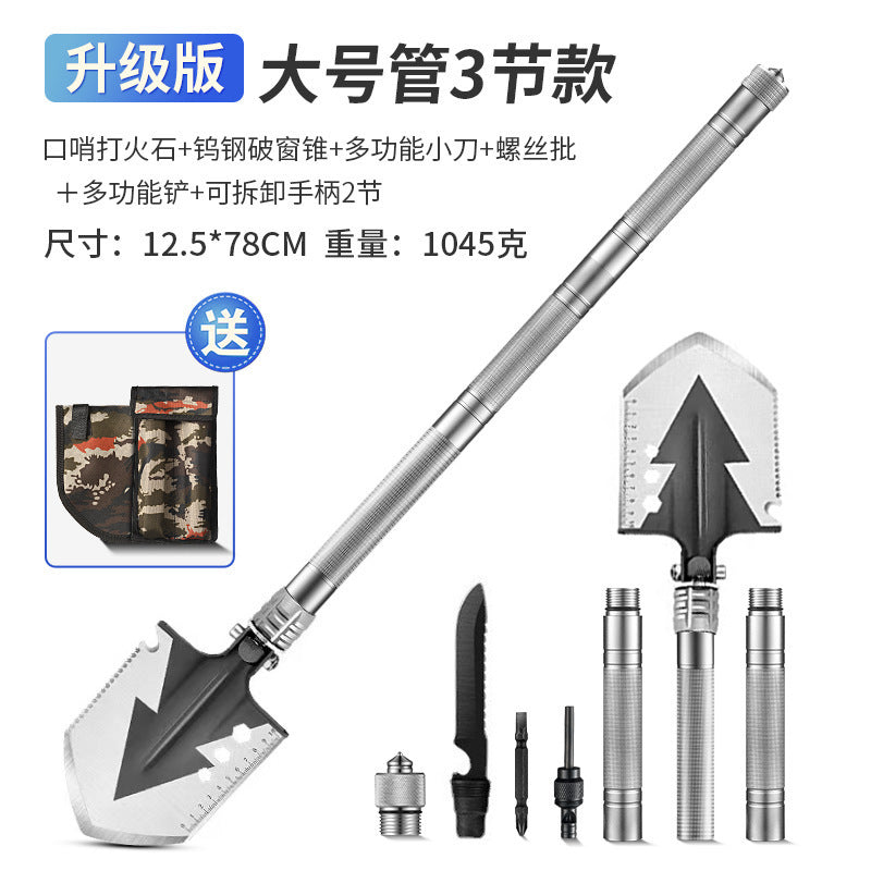 Outdoor Engineer Shovel Folding Multi-Functional Vehicle-Mounted Engineer Shovel Manganese Steel Chinese Pickaxe Fishing Convenient Camping Gear