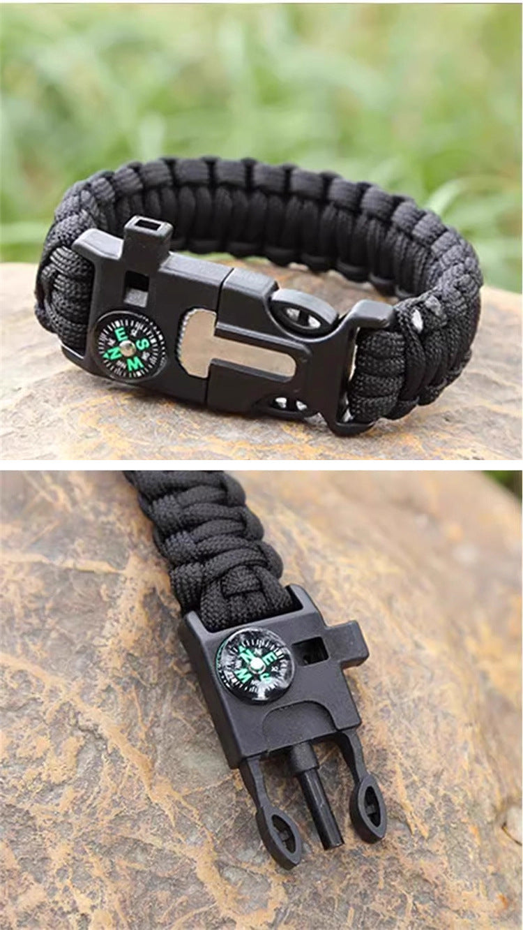 Multifunctional Outdoor Paracord Bracelet Flint Compass Climbing Lifesaving Bracelet Emergency Survival Gear