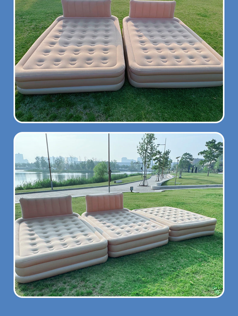 Outdoor Camping One-Click Automatic Inflatable Mattress Tent Moisture-Proof Pad Heightened Thickened Flocked Bed Foldable Air Mattress