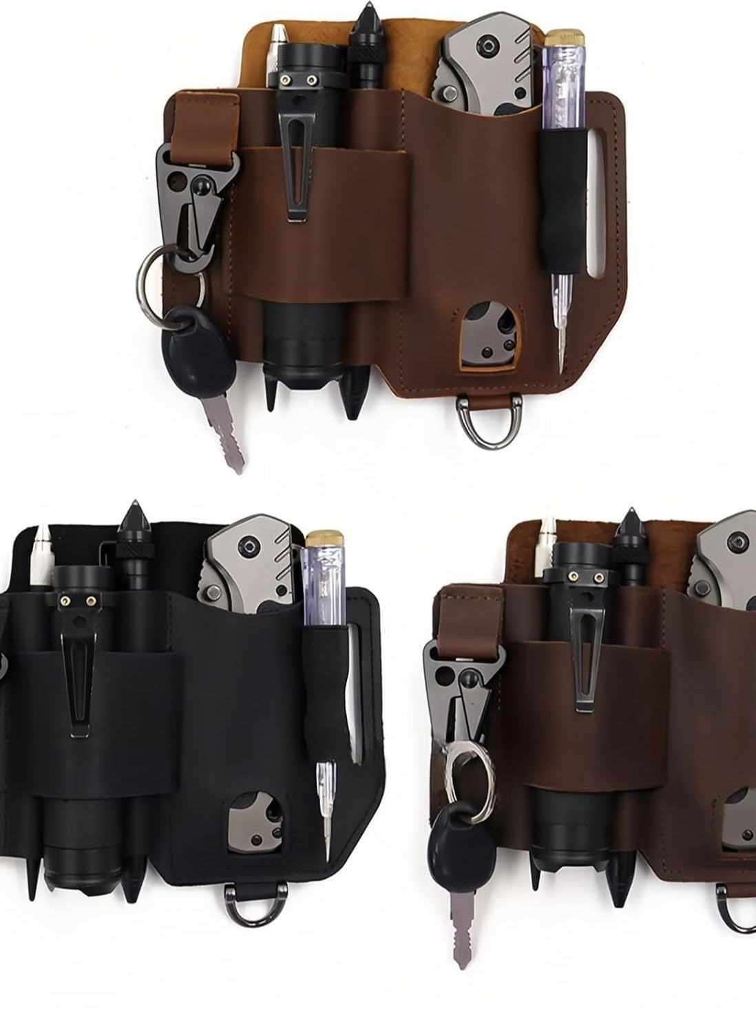 EDC Outdoor Tactical Tool Holster Cowhide Tool Waist Bag Survival Tool Waist Bag Outdoor Survival Storage Bag