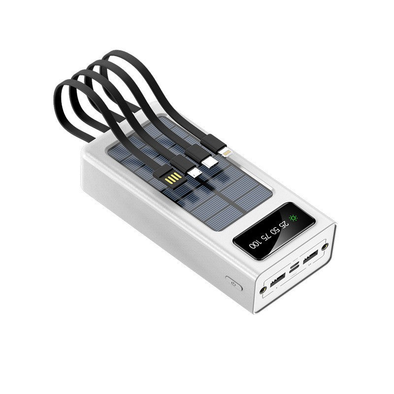 Cross-border Hot-Selling Built-in Four-Wire Solar Power Bank with Digital Display50000mAh ultra-thin large capacity power bank