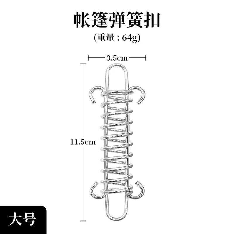 Outdoor Tent Spring Wind Rope Buckle Multi-use Camping High-strength Stainless Steel Rope Buckle Sunshade Fixed Buckle Spring Hook Buckle