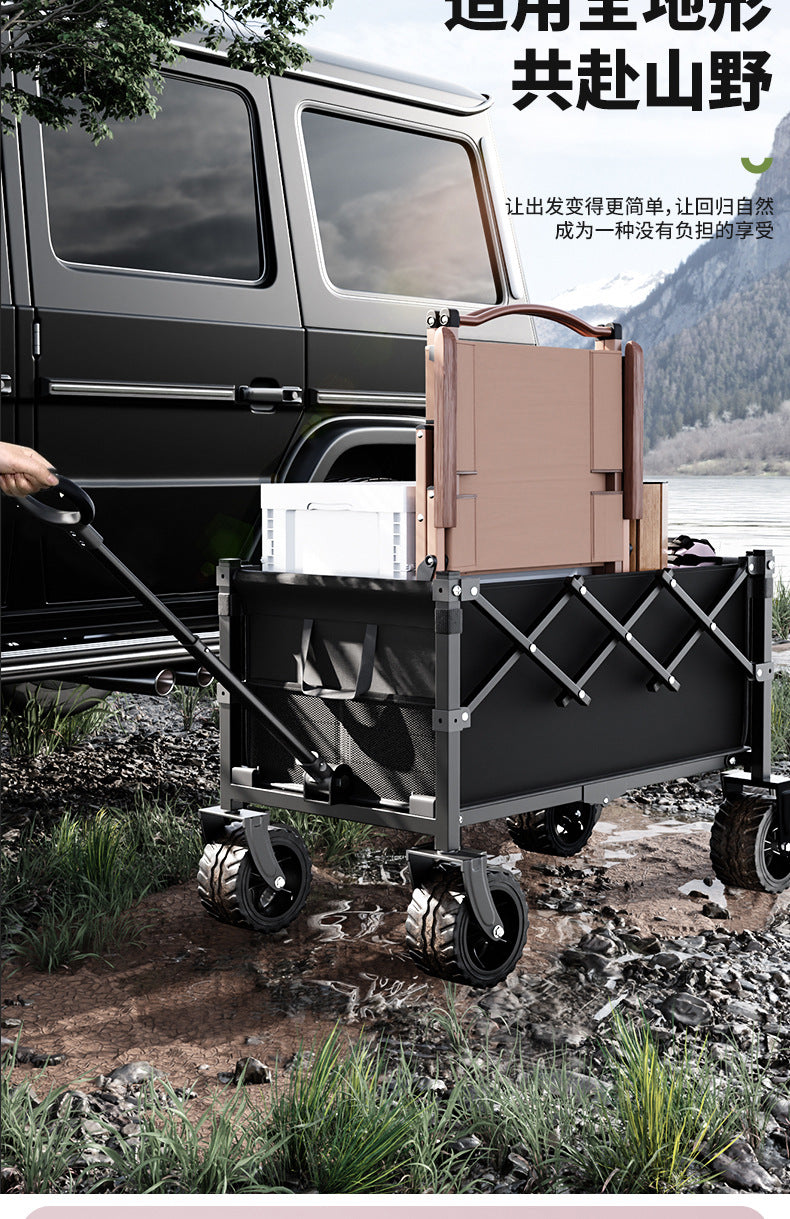 Camping Cart Outdoor Foldable Handcart Camping Picnic Trailer Household Portable Delivery Small Cart Stall Setup