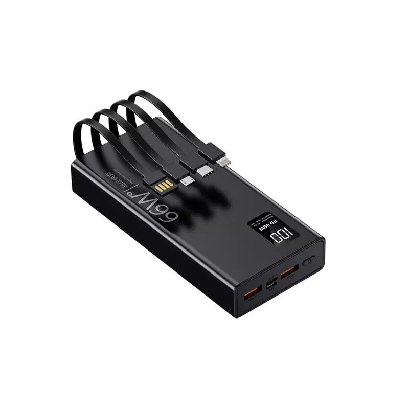 Cross-Border3c Certified Super Fast Charging Power Bank with Built-in Cable20000mAh large capacity power bank wholesale