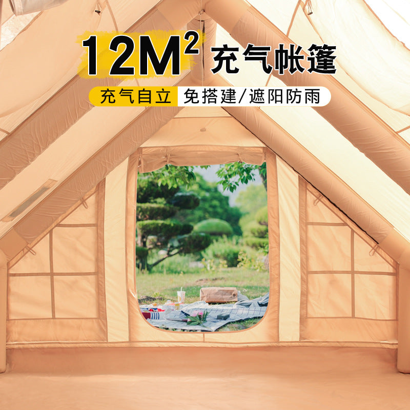 12Square Meters420D Household Anti-Freeze Dual-Use Four Seasons Moisture-Proof Inflatable Tent Outdoor Camping Portable No-Setup Rainproof