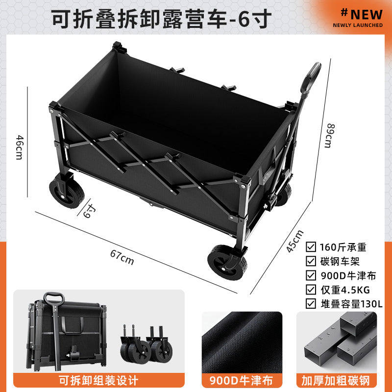 Camping Cart Outdoor Foldable Handcart Camping Picnic Trailer Household Portable Delivery Small Cart Stall Setup