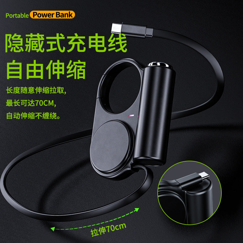 Creative retractable built-in cable outdoor power bank fast charging compact portable5000mAh Power Bank Gift Wholesale