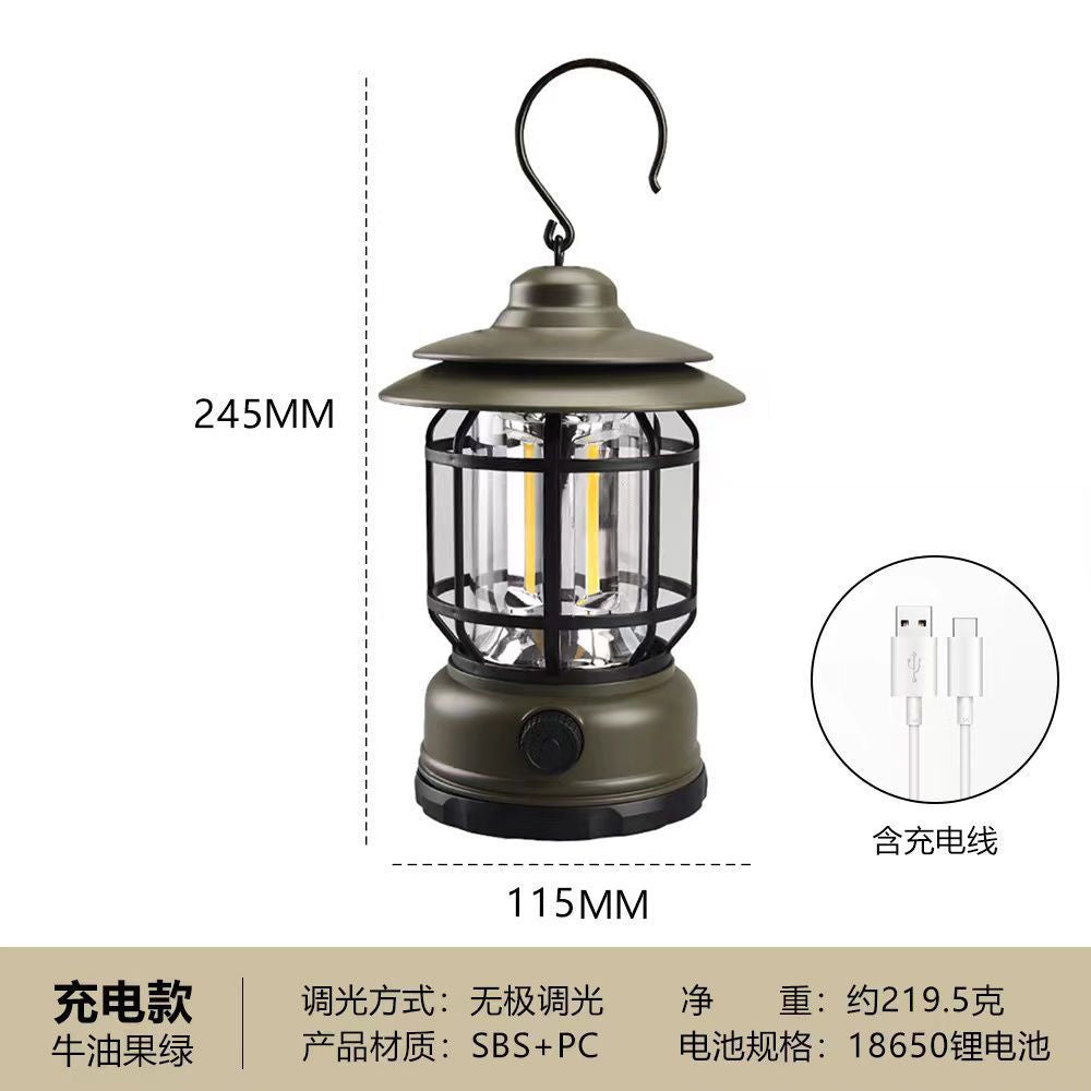 TikTok Hot Retro Camping Lantern Outdoor Camping Light Home Emergency Tent Light Multifunctional Portable Retro Lantern