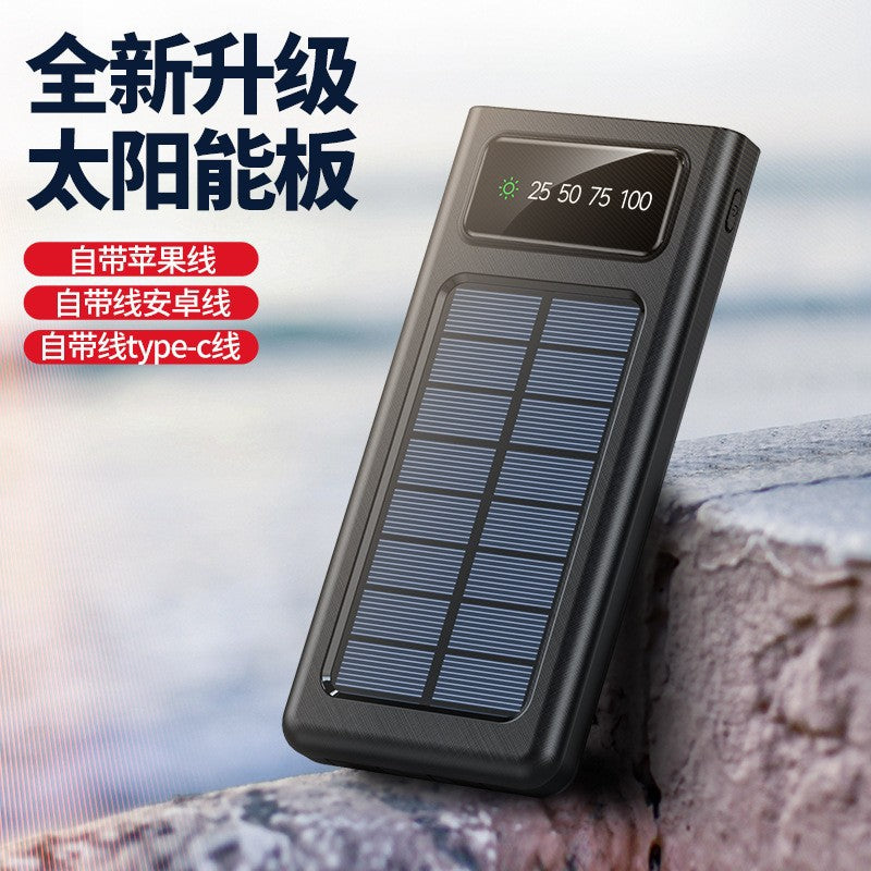 Cross-border Hot-Selling Built-in Four-Wire Solar Power Bank with Digital Display50000mAh ultra-thin large capacity power bank