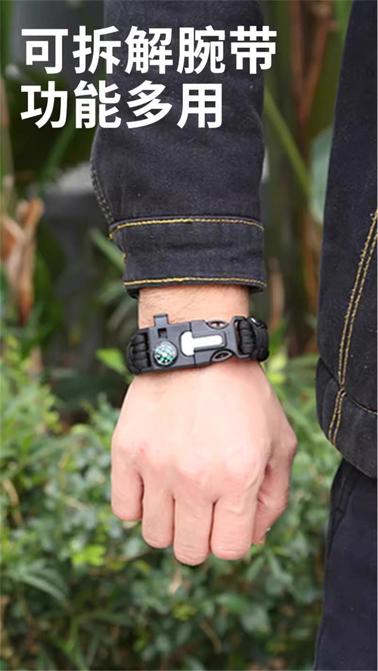 Multifunctional Outdoor Paracord Bracelet Flint Compass Climbing Lifesaving Bracelet Emergency Survival Gear
