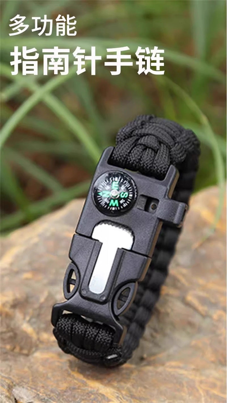 Multifunctional Outdoor Paracord Bracelet Flint Compass Climbing Lifesaving Bracelet Emergency Survival Gear