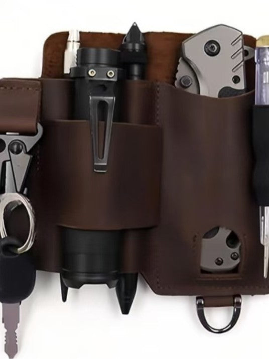 EDC Outdoor Tactical Tool Holster Cowhide Tool Waist Bag Survival Tool Waist Bag Outdoor Survival Storage Bag