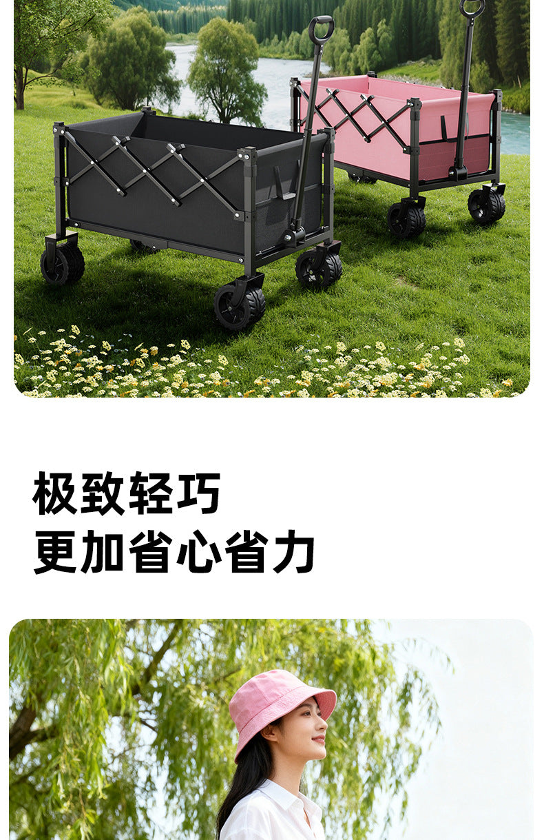 Camping Cart Outdoor Foldable Handcart Camping Picnic Trailer Household Portable Delivery Small Cart Stall Setup