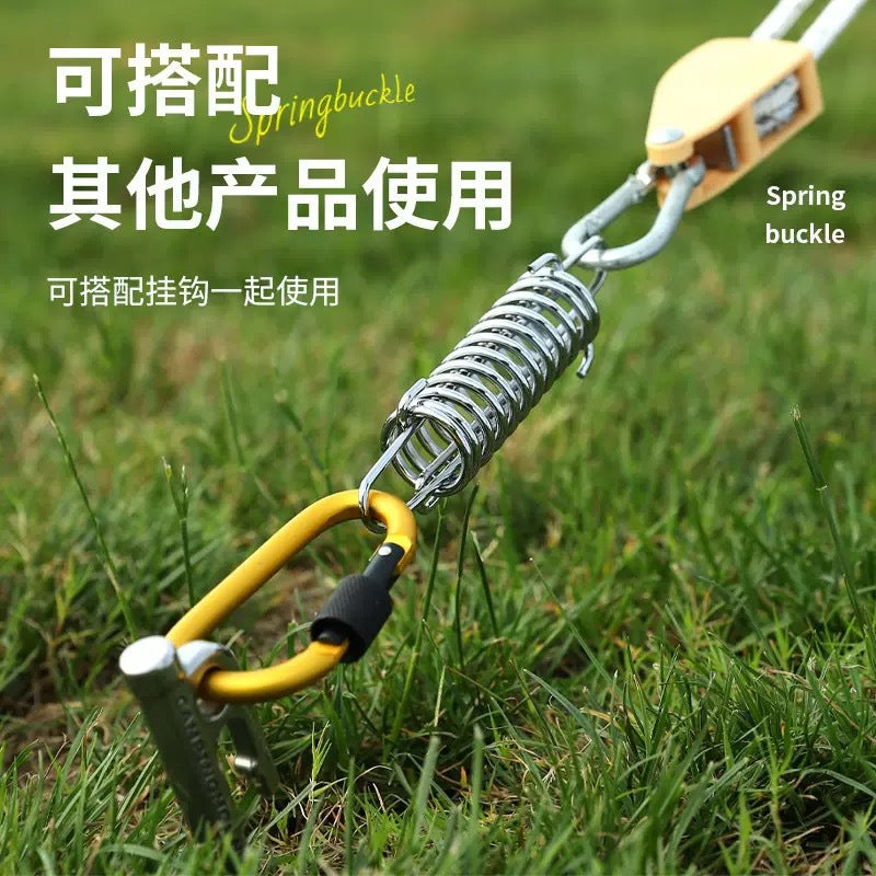 Outdoor Tent Spring Wind Rope Buckle Multi-use Camping High-strength Stainless Steel Rope Buckle Sunshade Fixed Buckle Spring Hook Buckle