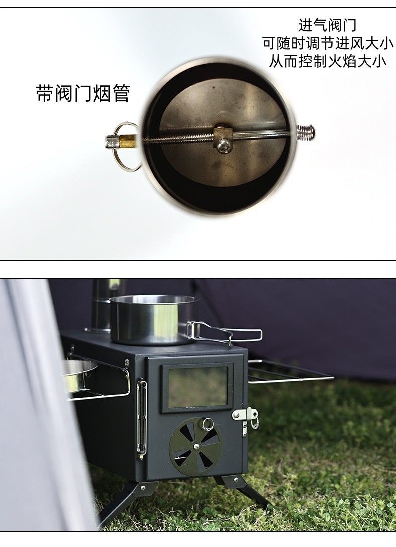 Outdoor Camping Hiking Firewood Stove Tent Stove Heating Stove Easy to Fold Portable Multi-functional Firewood Stove