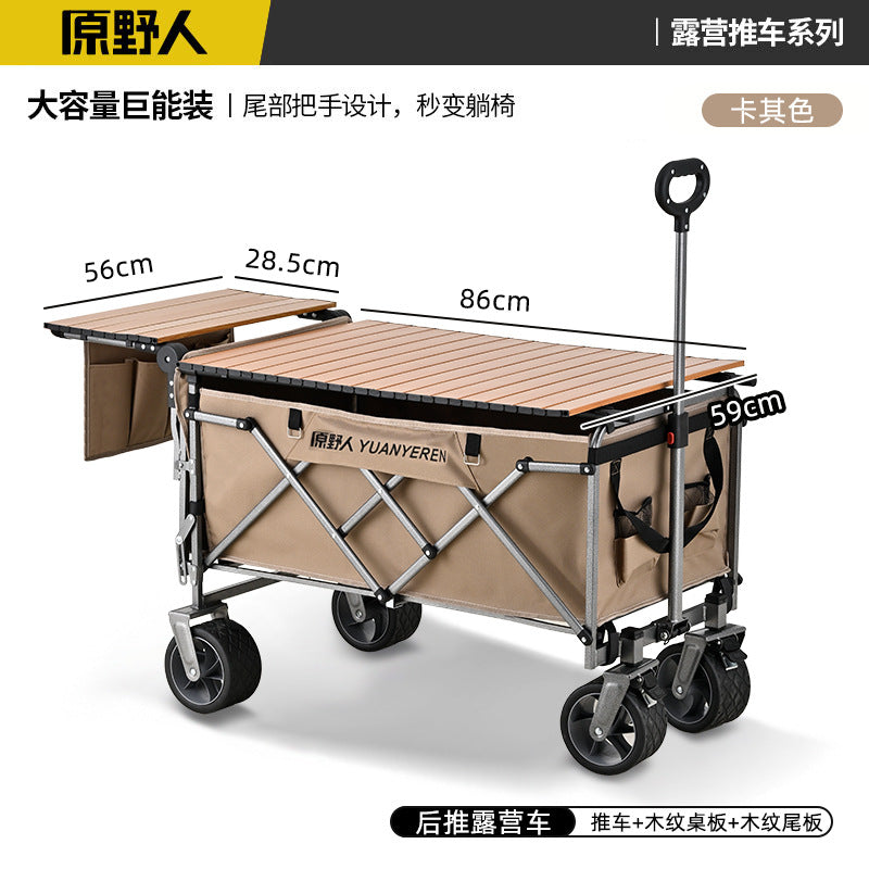 Original Wildman Camping Cart Push-Pull Integrated Outdoor Camping Handcart Picnic Stall Foldable Small Cart Extended
