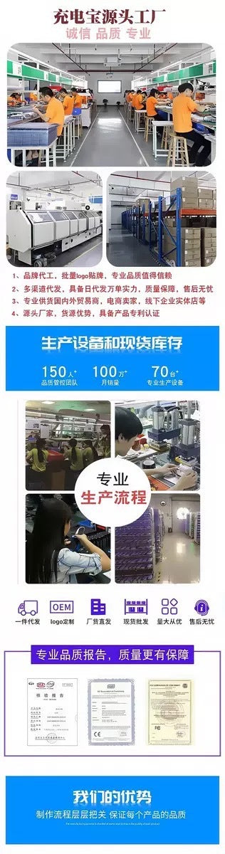 Cross-Border3c Certified Super Fast Charging Power Bank with Built-in Cable20000mAh large capacity power bank wholesale