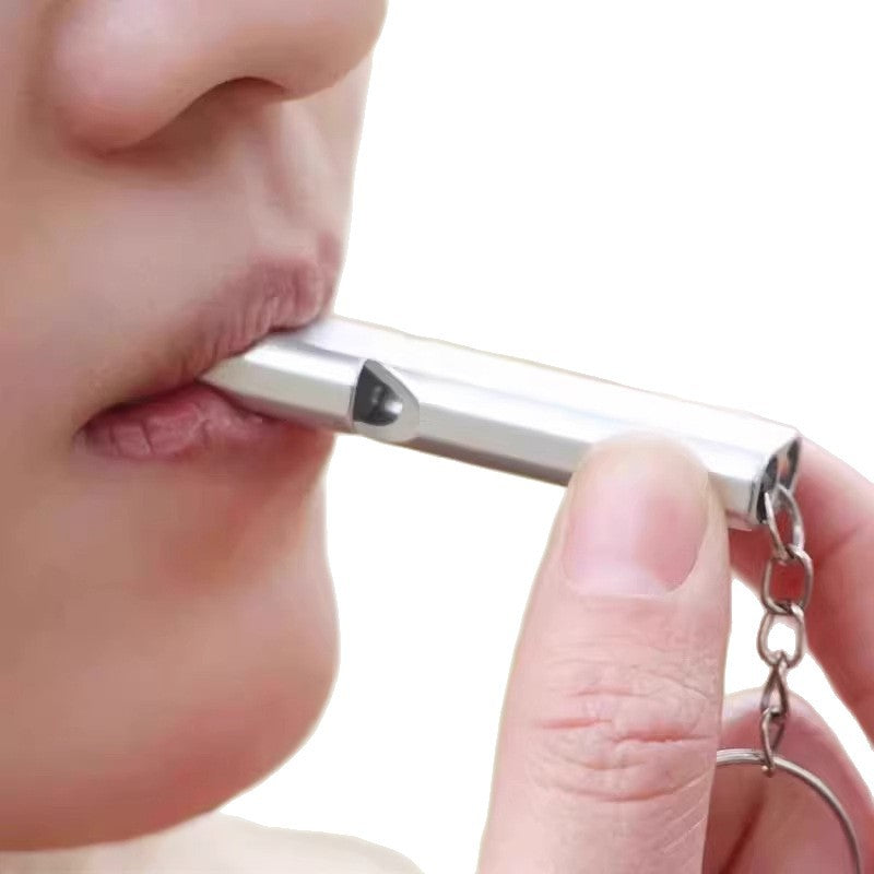 Outdoor Survival Whistle High Frequency Flat Aluminum Alloy Dual Frequency Survival Whistle Dual Tube Portable Gear EDC Tools