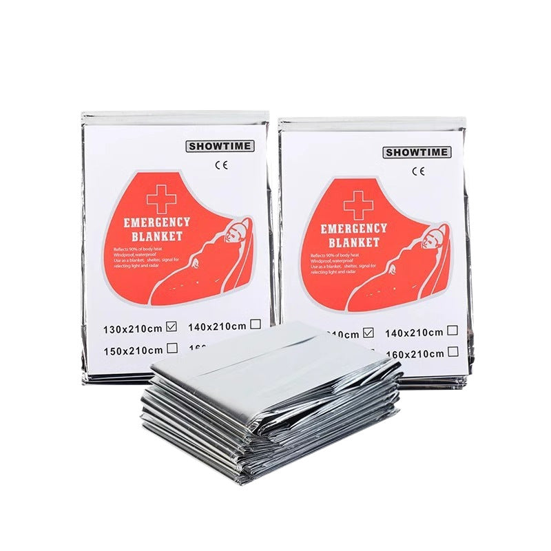Outdoor Emergency Survival First Aid Blanket Tin Foil Aluminum Foil Off-Road Portable Compressed Thermal Survival Blanket Thickened Insulation Blanket