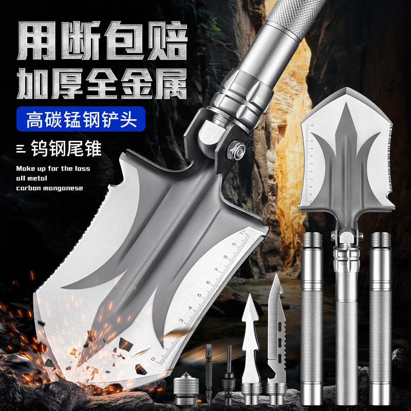 Outdoor Engineer Shovel Folding Multi-Functional Vehicle-Mounted Engineer Shovel Manganese Steel Chinese Pickaxe Fishing Convenient Camping Gear