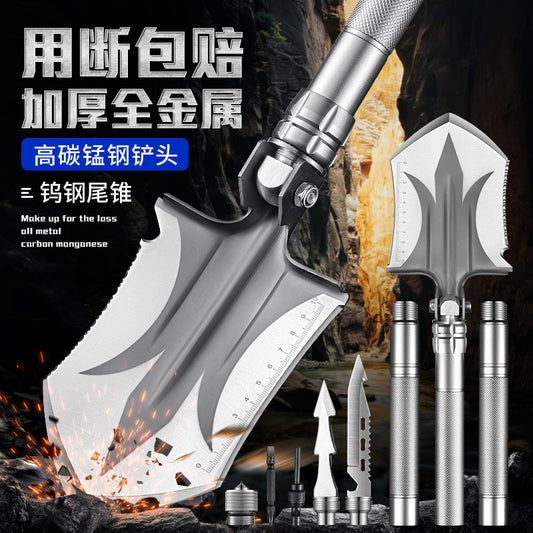 Outdoor Engineer Shovel Folding Multi-Functional Vehicle-Mounted Engineer Shovel Manganese Steel Chinese Pickaxe Fishing Convenient Camping Gear