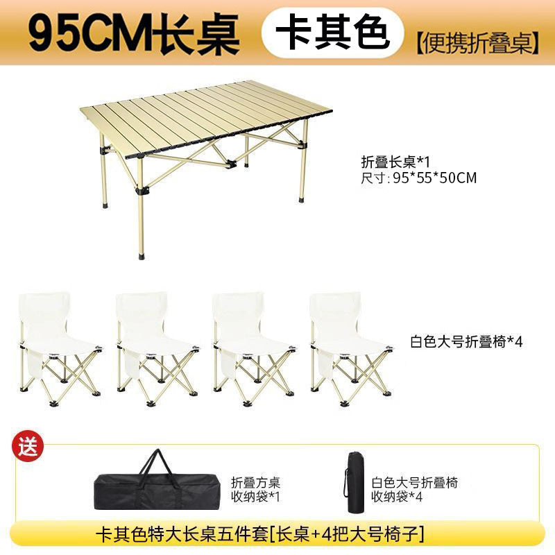 Outdoor Folding Table and Chairs Portable Egg Roll Table Picnic Cooking Equipment Set Foldable Camping Table and Chairs