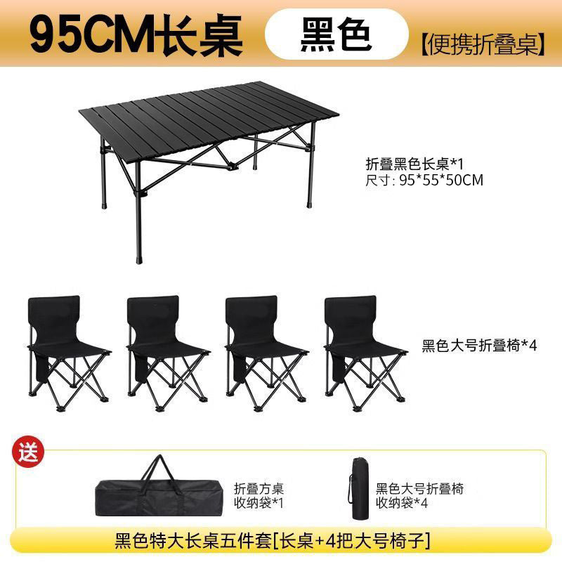 Outdoor Folding Table and Chairs Portable Egg Roll Table Picnic Cooking Equipment Set Foldable Camping Table and Chairs