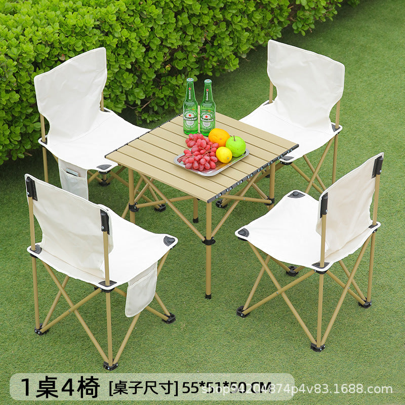 Outdoor Three-Piece Five-Piece Set Folding Chair Small Square Stool One-Piece Chair Gathering Table and Chair Set Small Square Table and Chair Camping Chair