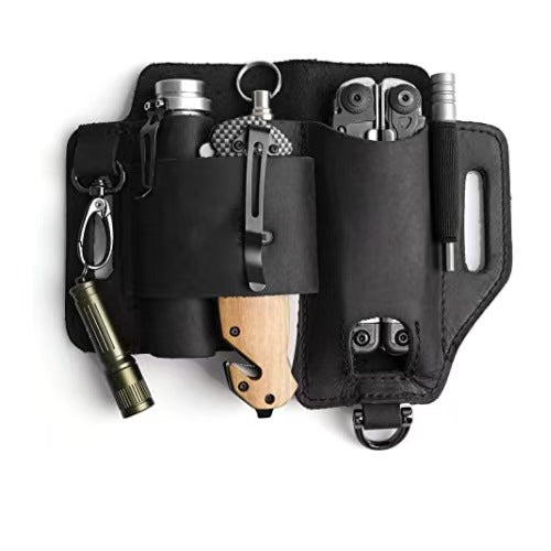 EDC Outdoor Tactical Tool Holster Cowhide Tool Waist Bag Survival Tool Waist Bag Outdoor Survival Storage Bag