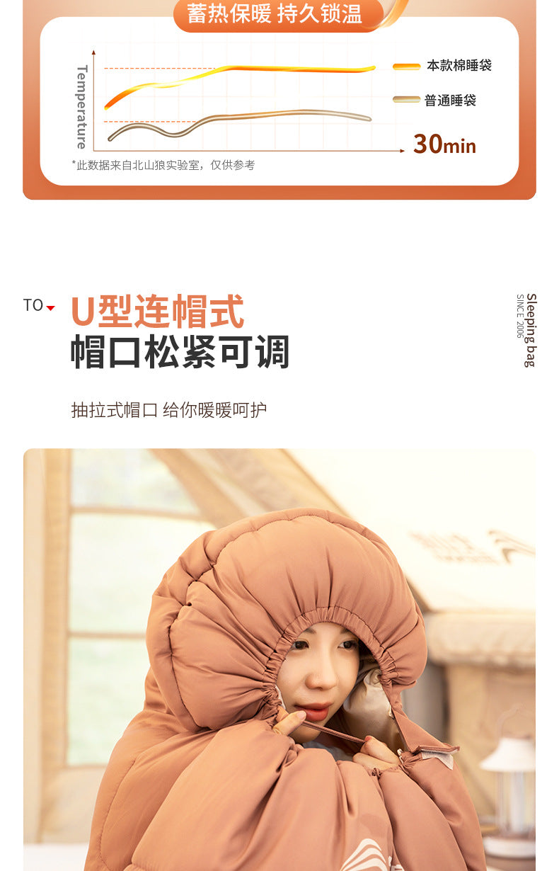 Beishan Wolf Sleeping Bag Four Seasons Universal Adult Outdoor Camping Lightweight Summer Car Use Single and Double Person Quilt Dual Use