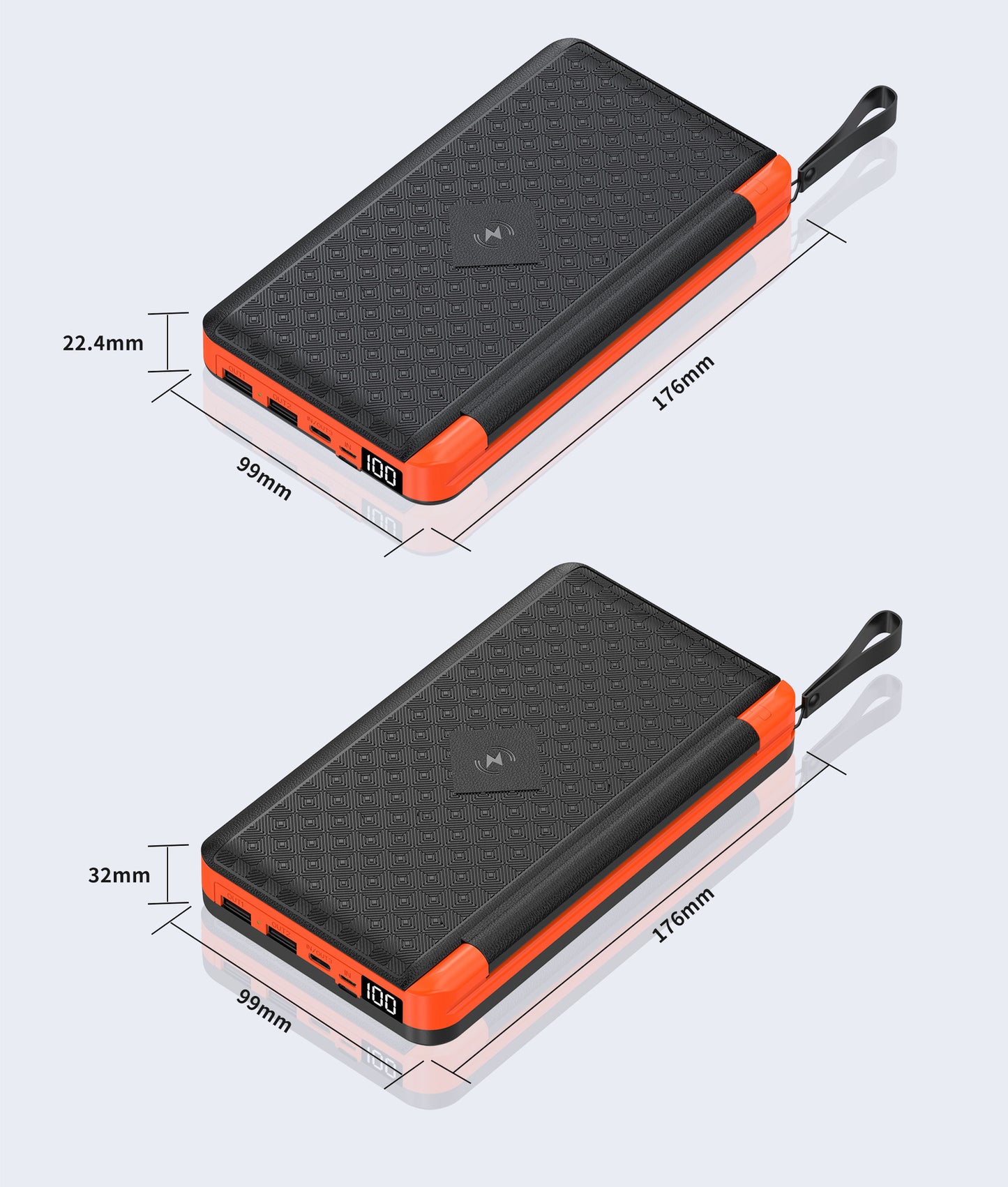 Cross-border folding portable solar power bank20000mAh large capacity wireless charging outdoor power bank