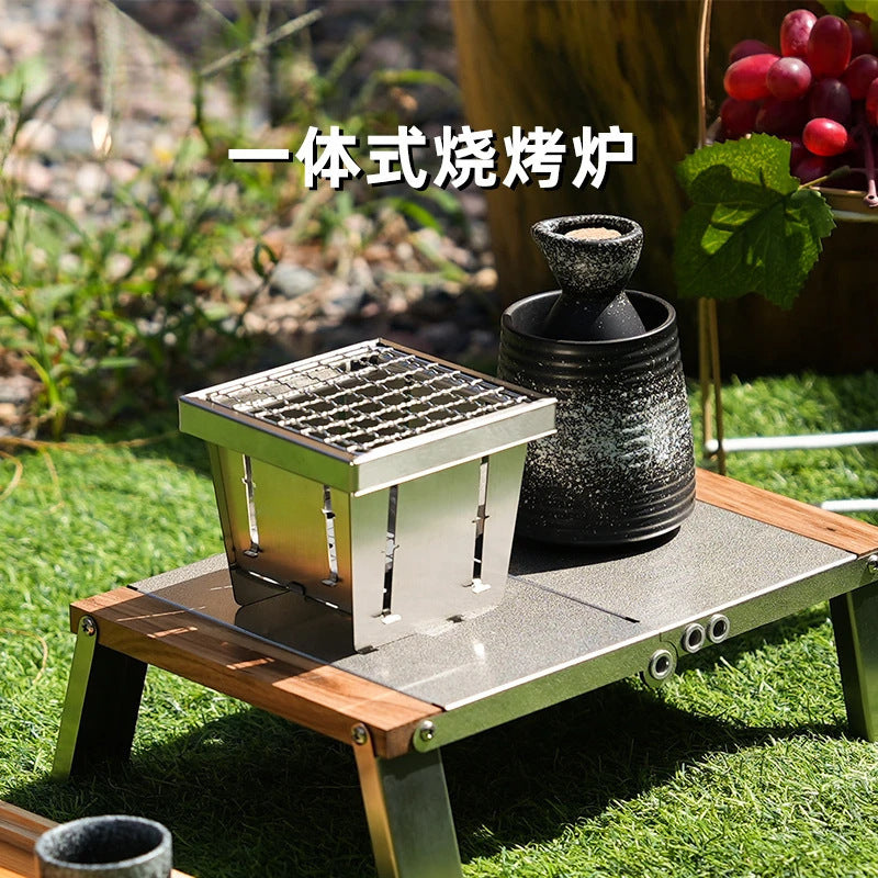 Pocket Stove Surround Stove Tea Brewing Small Fire Stove Indoor Outdoor Portable Foldable Stainless Steel Barbecue Rack Factory direct sales