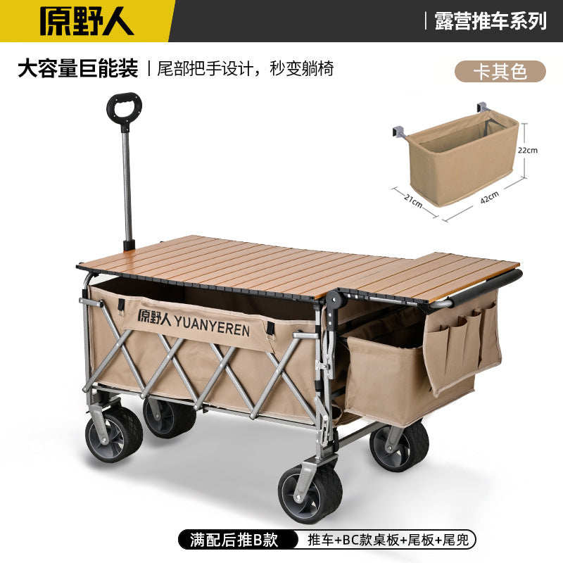 Original Wildman Camping Cart Push-Pull Integrated Outdoor Camping Handcart Picnic Stall Foldable Small Cart Extended