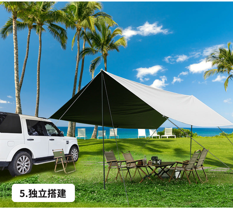 Car Side Awning Car Roof Tent Outdoor Camping Sunshade Canopy Camping Enlarged Car Tail Side Tent Black Coating Sun Protection Rain Shelter