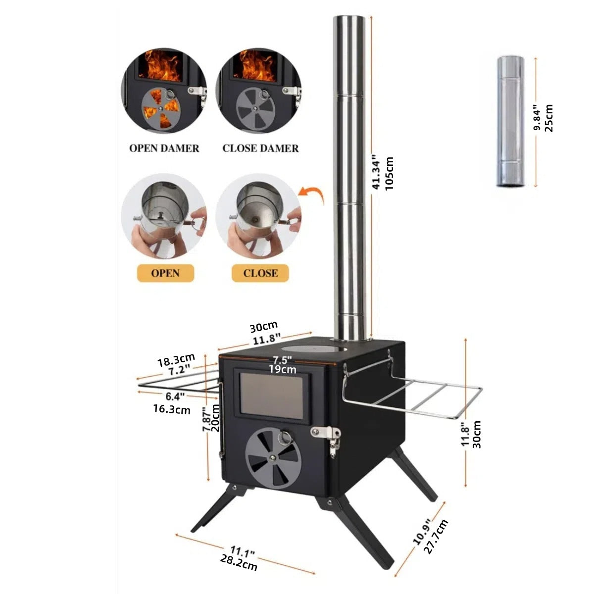 Outdoor Camping Hiking Firewood Stove Tent Stove Heating Stove Easy to Fold Portable Multi-functional Firewood Stove