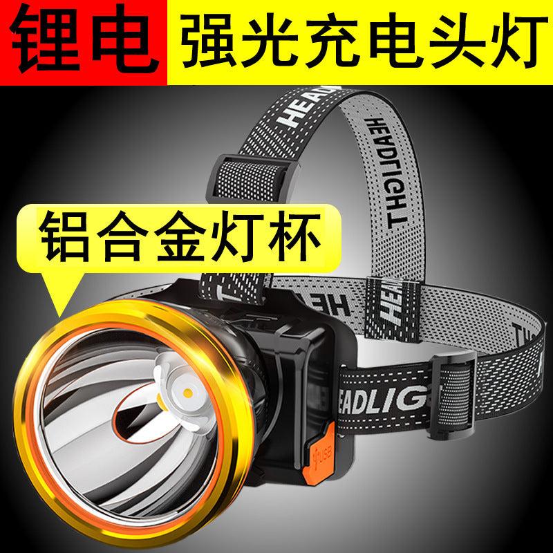 Headlamp Strong Light Head-Mounted led Headlamp Fishing Light Rechargeable Lithium Battery Two-Mode Outdoor Strong Light Headlamp Wholesale