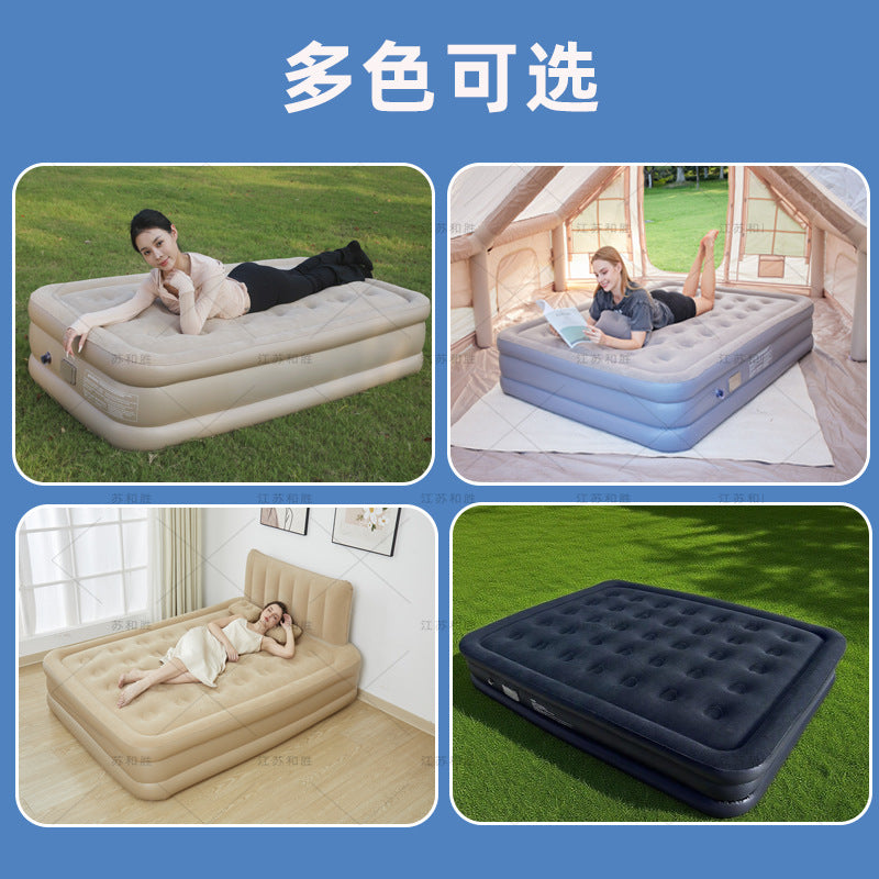 Outdoor Camping One-Click Automatic Inflatable Mattress Tent Moisture-Proof Pad Heightened Thickened Flocked Bed Foldable Air Mattress