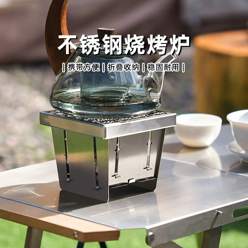 Pocket Stove Surround Stove Tea Brewing Small Fire Stove Indoor Outdoor Portable Foldable Stainless Steel Barbecue Rack Factory direct sales