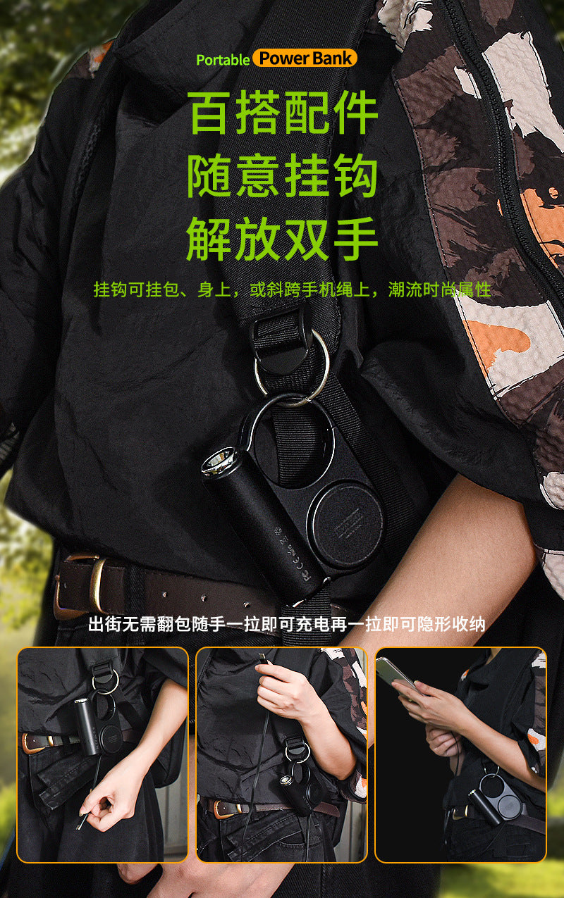 Creative retractable built-in cable outdoor power bank fast charging compact portable5000mAh Power Bank Gift Wholesale